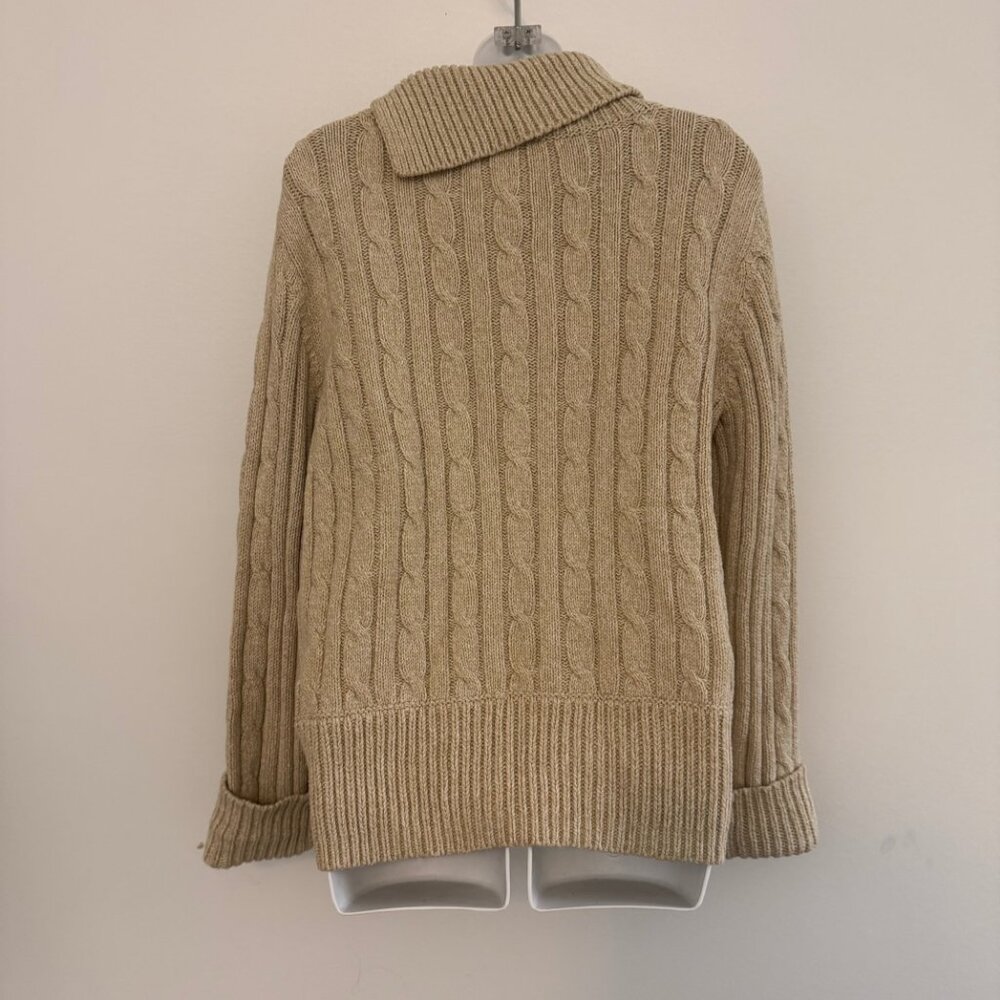 Liz Claiborne LizSport Tan Cable Knit Cowl Sweater | L - Picture 3 of 9